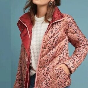 Scotch & Soda Maison Quilted Leopard Puffer Jacket S - Pink, Anthropologie